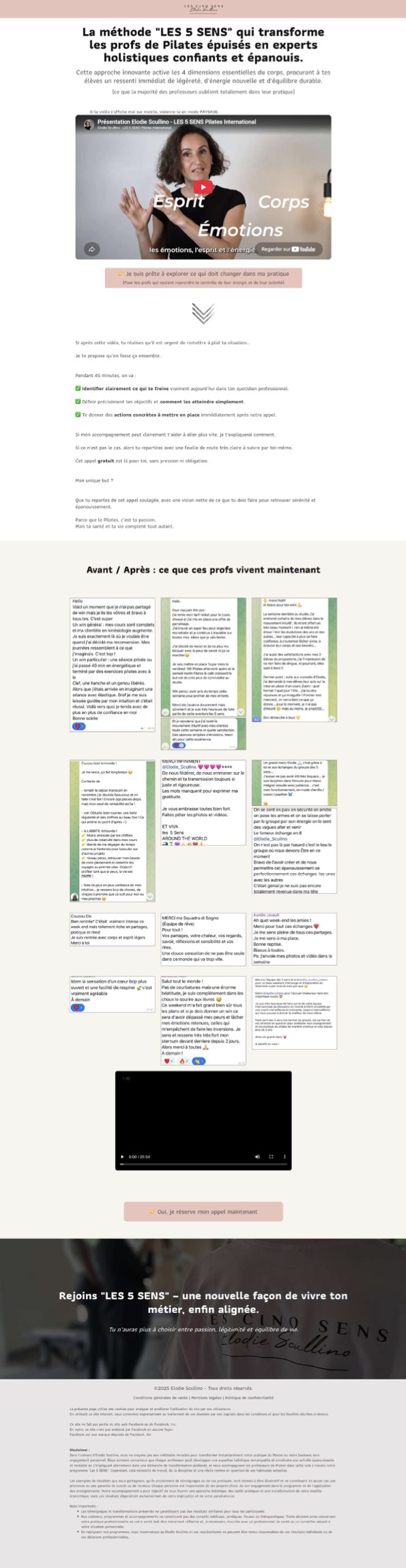 Page de vente La méthode des 5 Sens, le programme d'Elodie Scullino
